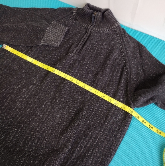 Timberland Men's Black Distressed 1/4 Zip Sweater Size XL - Picture 6 of 11